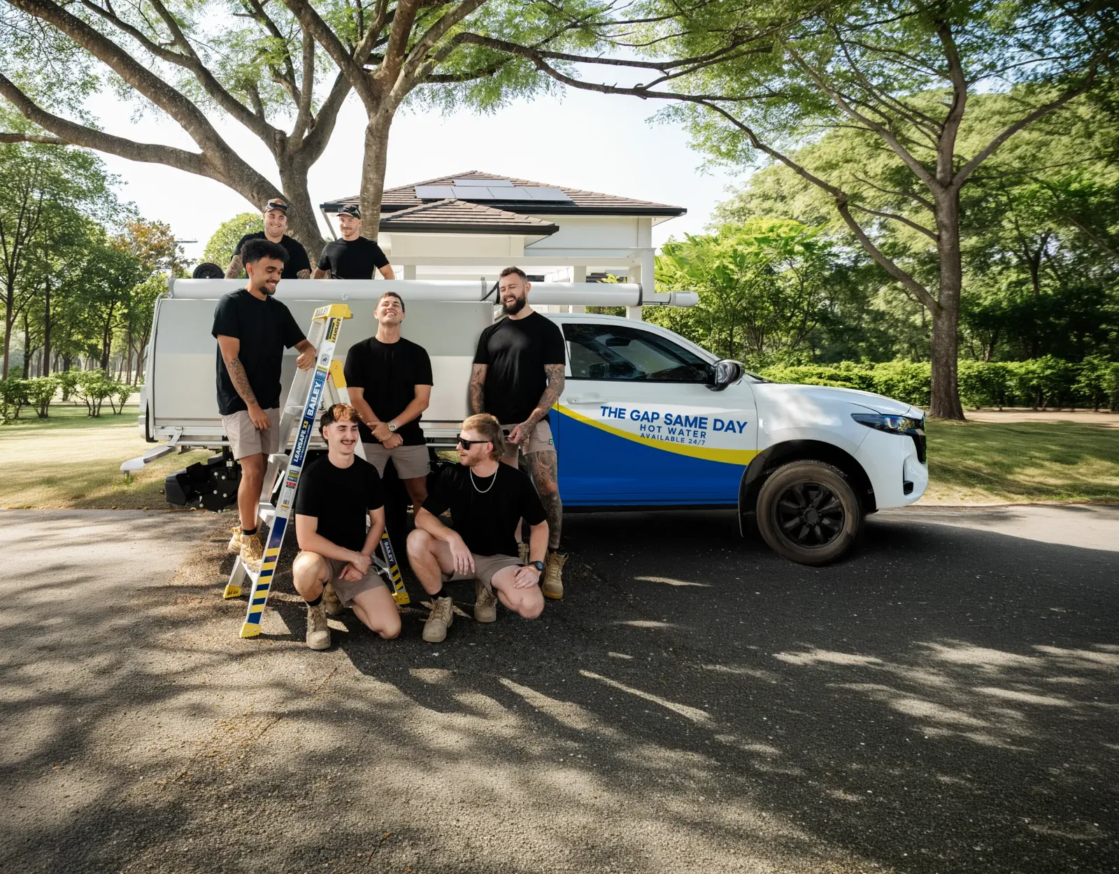 The Gap Same Day Hot Water team and ute